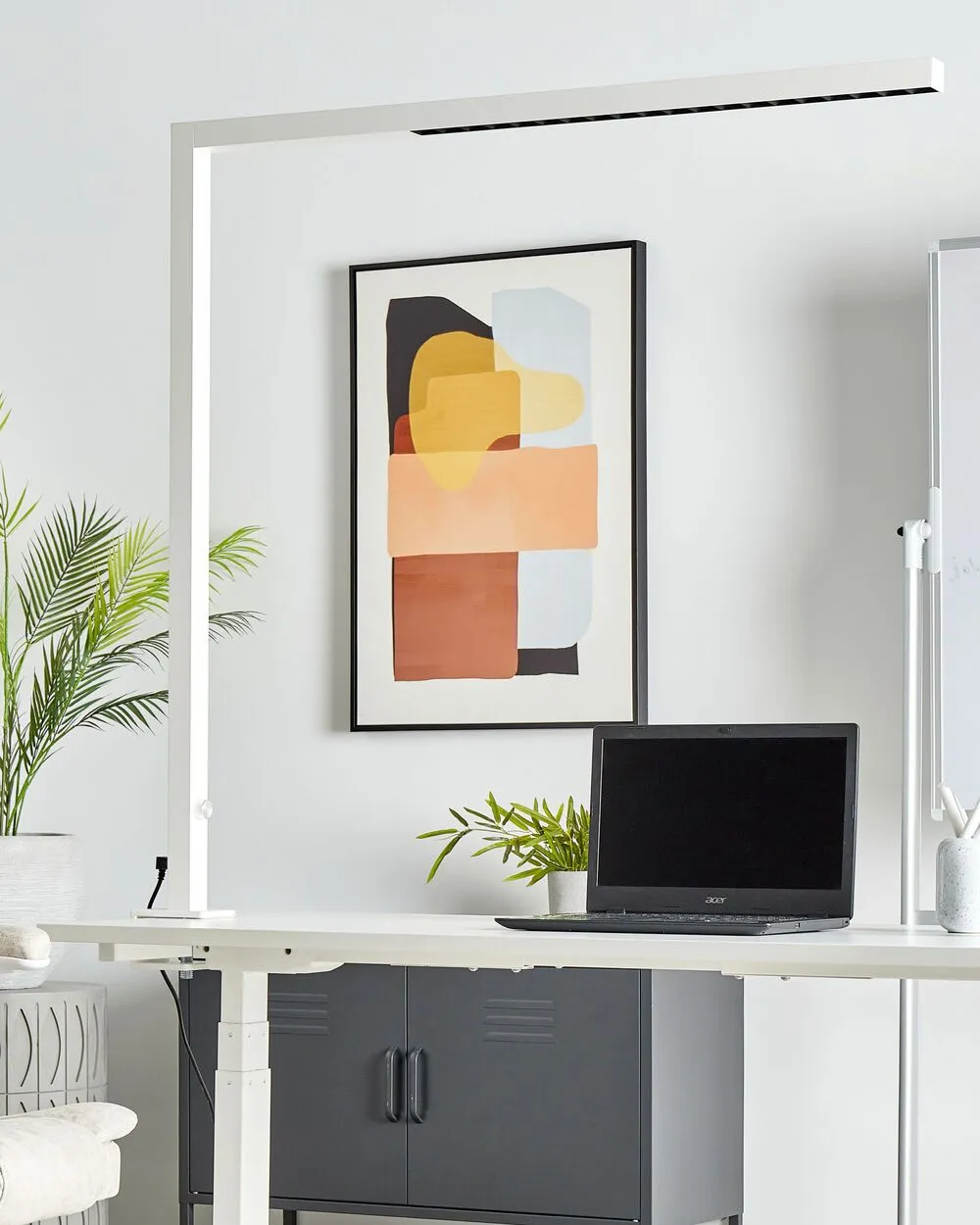 Lampada da tavolo con morsetto a LED VOLANS con dimmer Metallo Bianco
