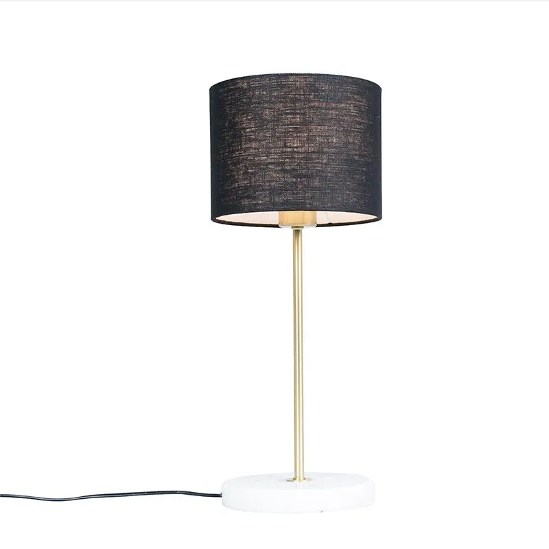 Lampada da tavolo in ottone con paralume nero 20 cm - Kaso