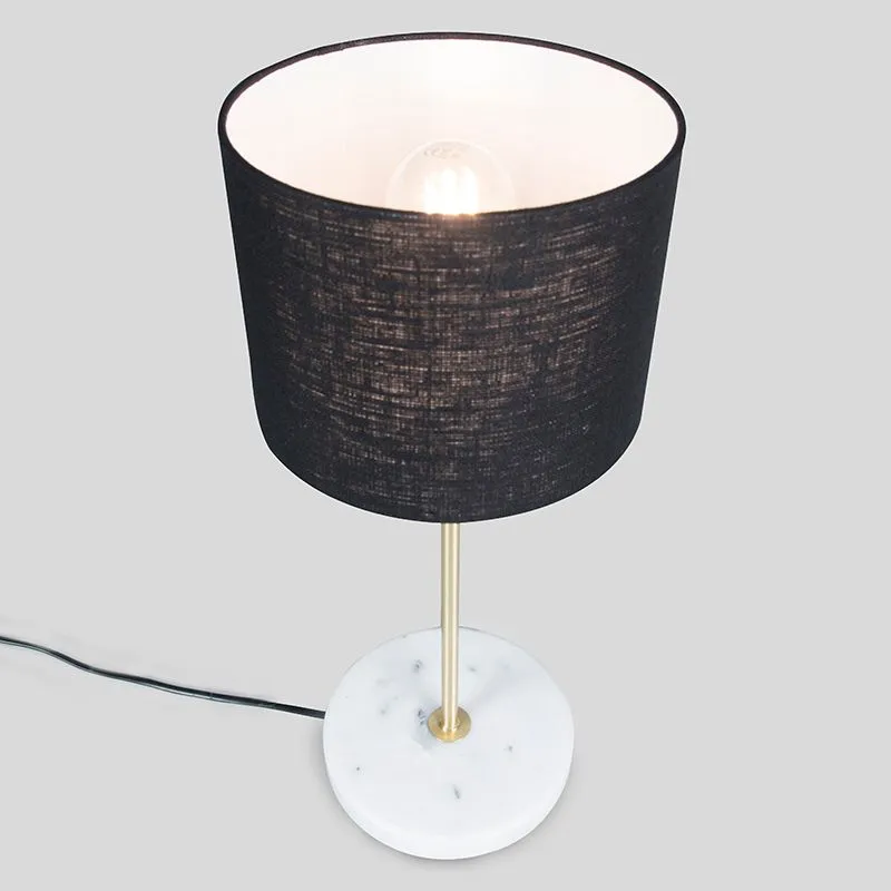 Lampada da tavolo in ottone con paralume nero 20 cm - Kaso