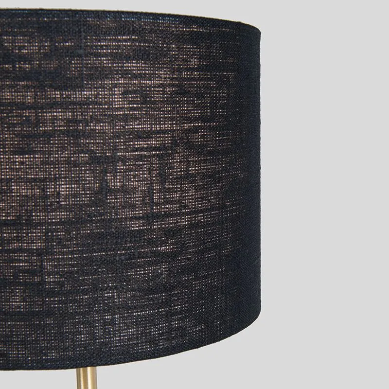 Lampada da tavolo in ottone con paralume nero 20 cm - Kaso