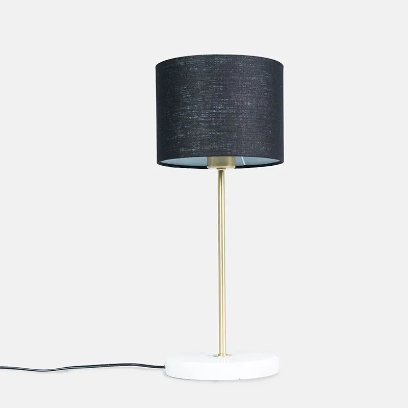 Lampada da tavolo in ottone con paralume nero 20 cm - Kaso