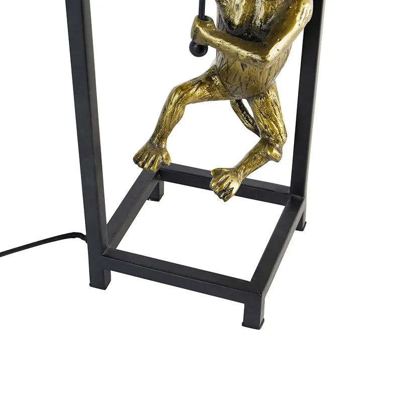 Lampada da tavolo vintage nera paralume in tessuto nero 25 cm - Cage Abe