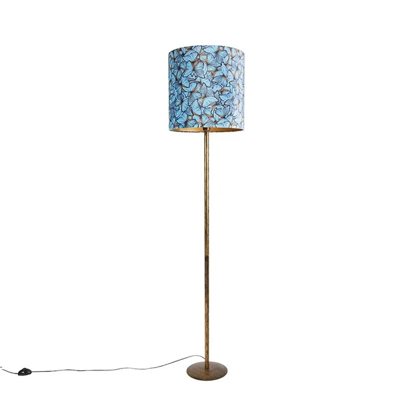 Lampada da terra botanica oro con paralume design farfalla 40 cm - Simplo