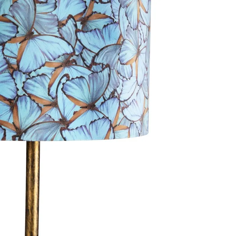 Lampada da terra botanica oro con paralume design farfalla 40 cm - Simplo