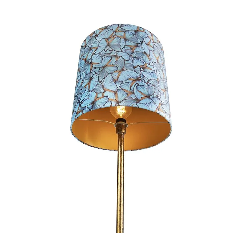 Lampada da terra botanica oro con paralume design farfalla 40 cm - Simplo
