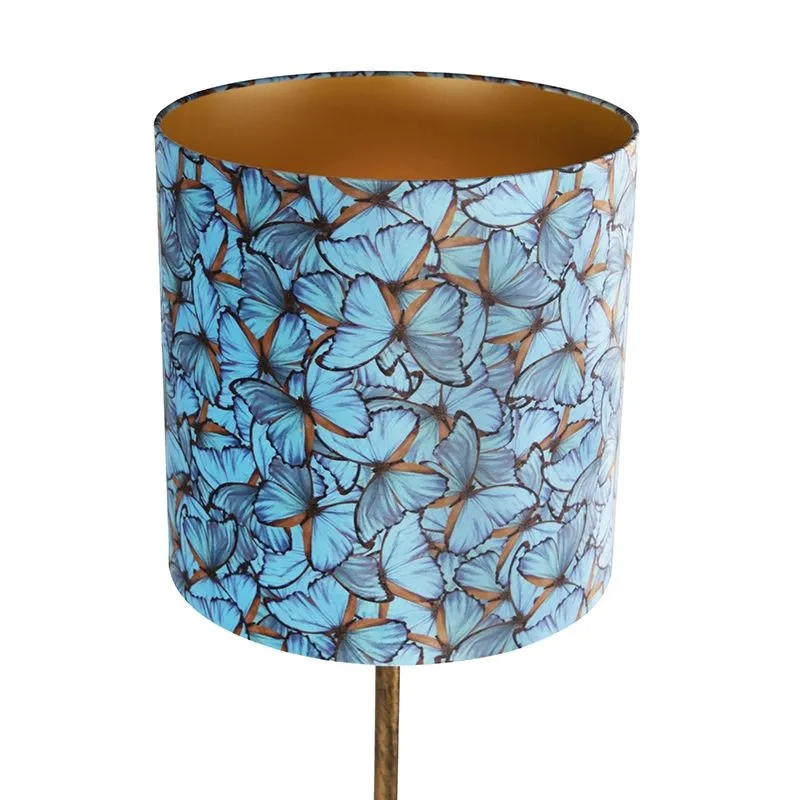 Lampada da terra botanica oro con paralume design farfalla 40 cm - Simplo