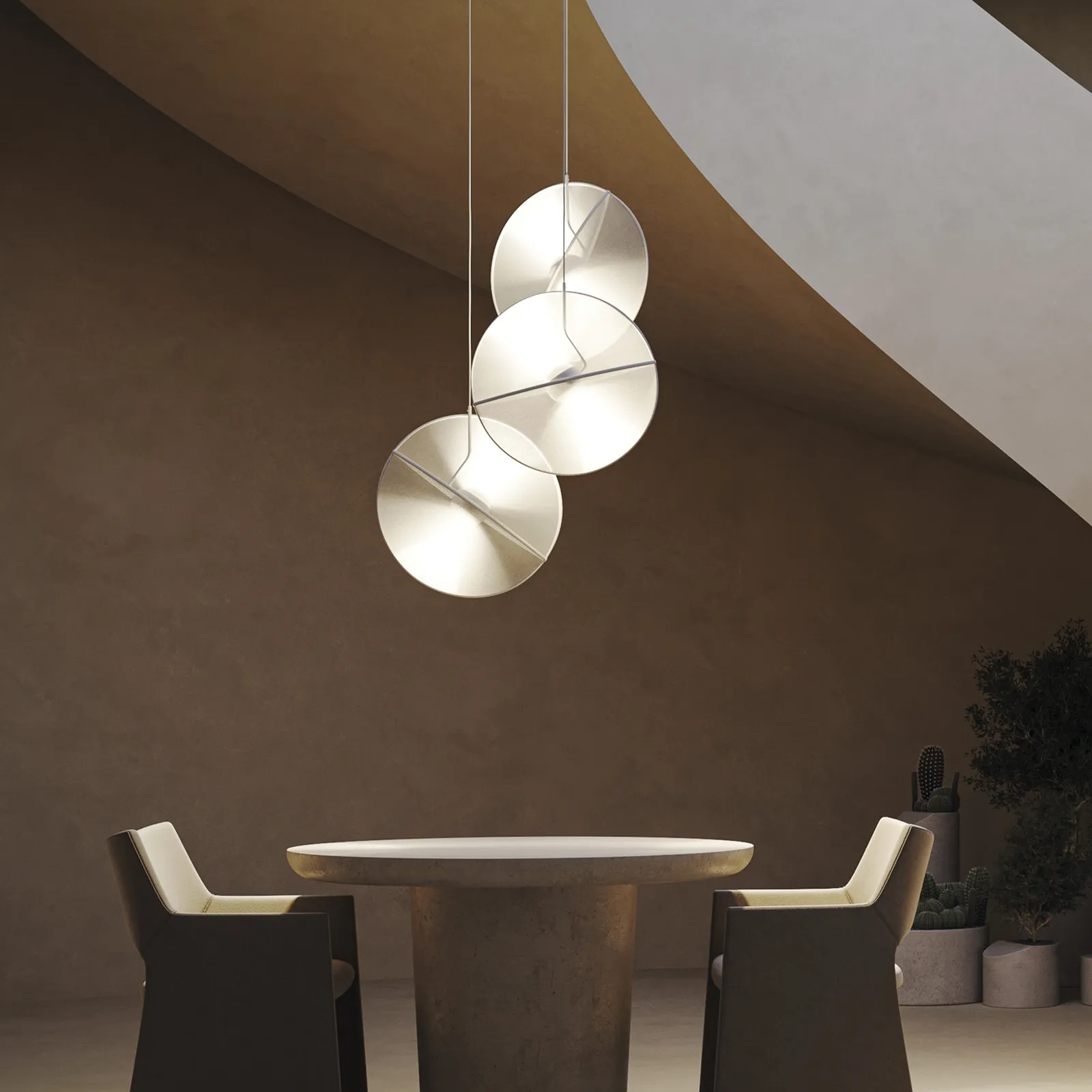 Lampada LED a sospensione Maytoni Reflex, paralume in tessuto, a 3 luci.