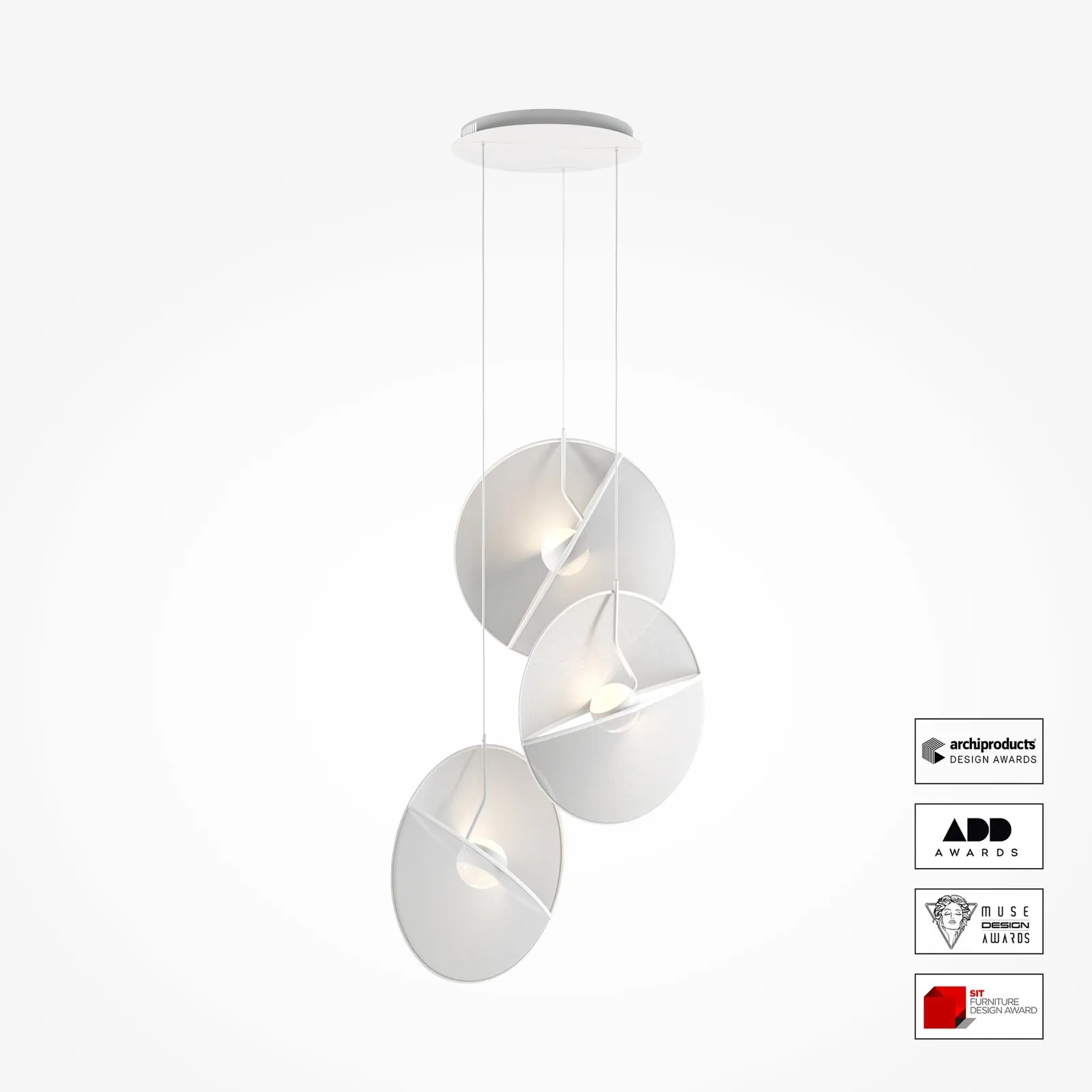 Lampada LED a sospensione Maytoni Reflex, paralume in tessuto, a 3 luci.