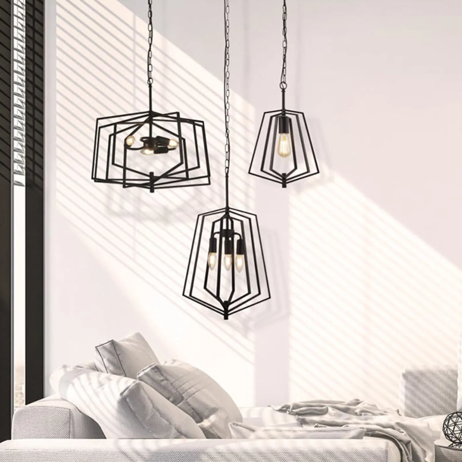 Lampada sospensione Slinky, 1 luce, nero satinato