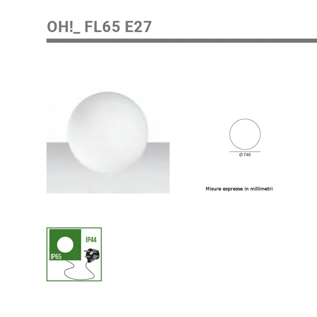 Lampada terra moderna Linea Light Group OH FL65 E27 16164 LED abat jour polietilene