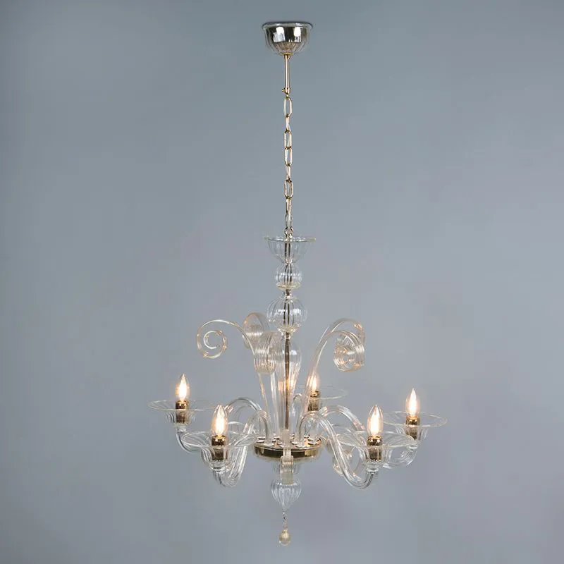 Lampadario RIALTO 5 UP cristallo con accenti d'oro