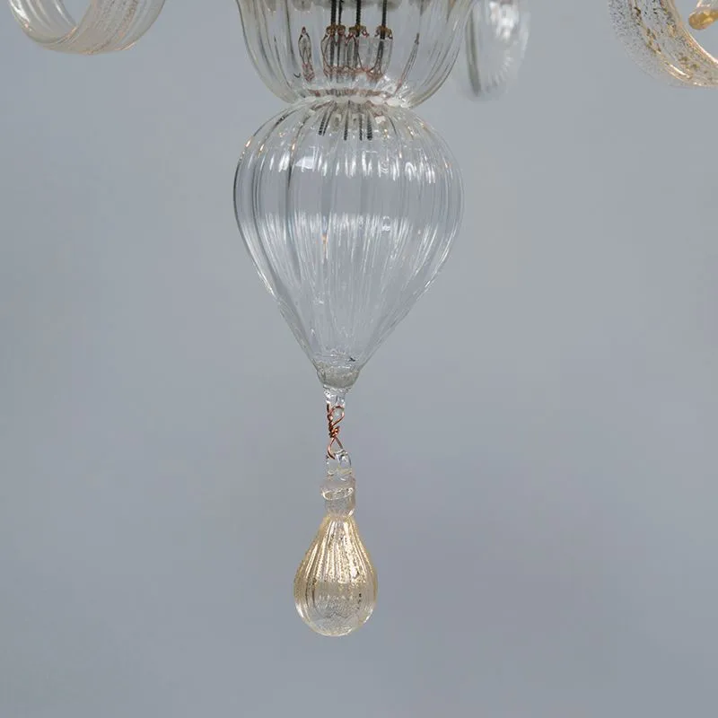 Lampadario RIALTO 5 UP cristallo con accenti d'oro