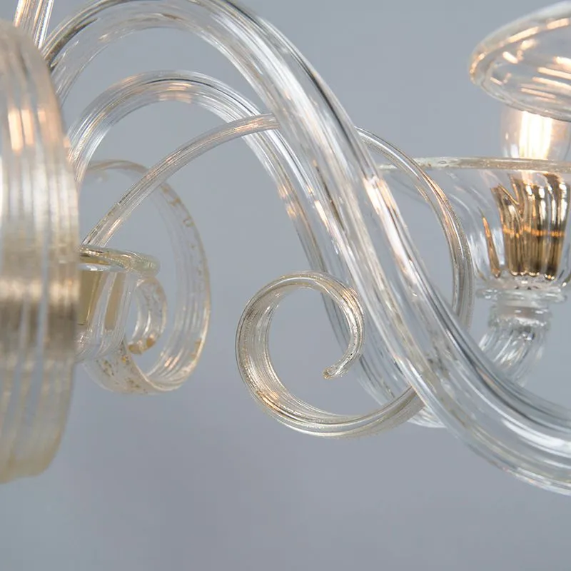 Lampadario RIALTO 5 UP cristallo con accenti d'oro
