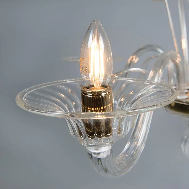 Lampadario RIALTO 5 UP cristallo con accenti d'oro