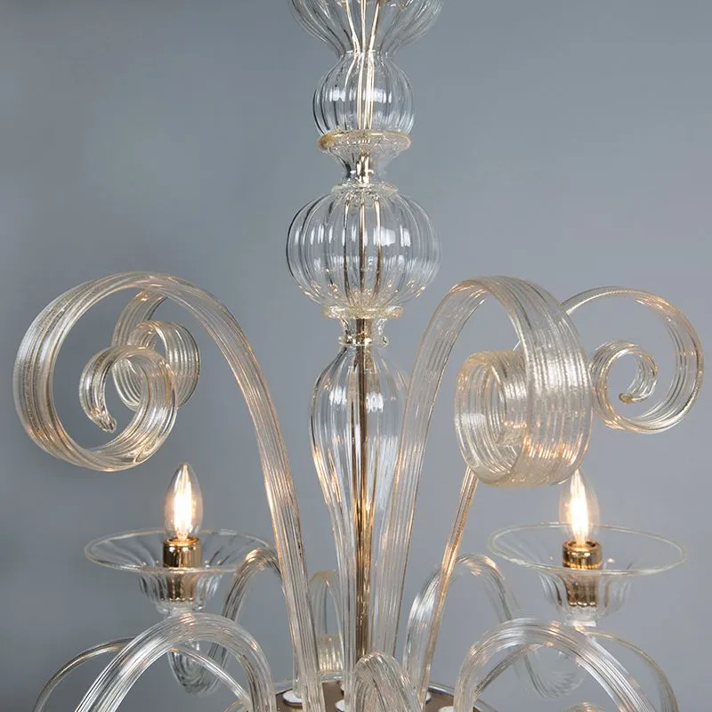 Lampadario RIALTO 5 UP cristallo con accenti d'oro