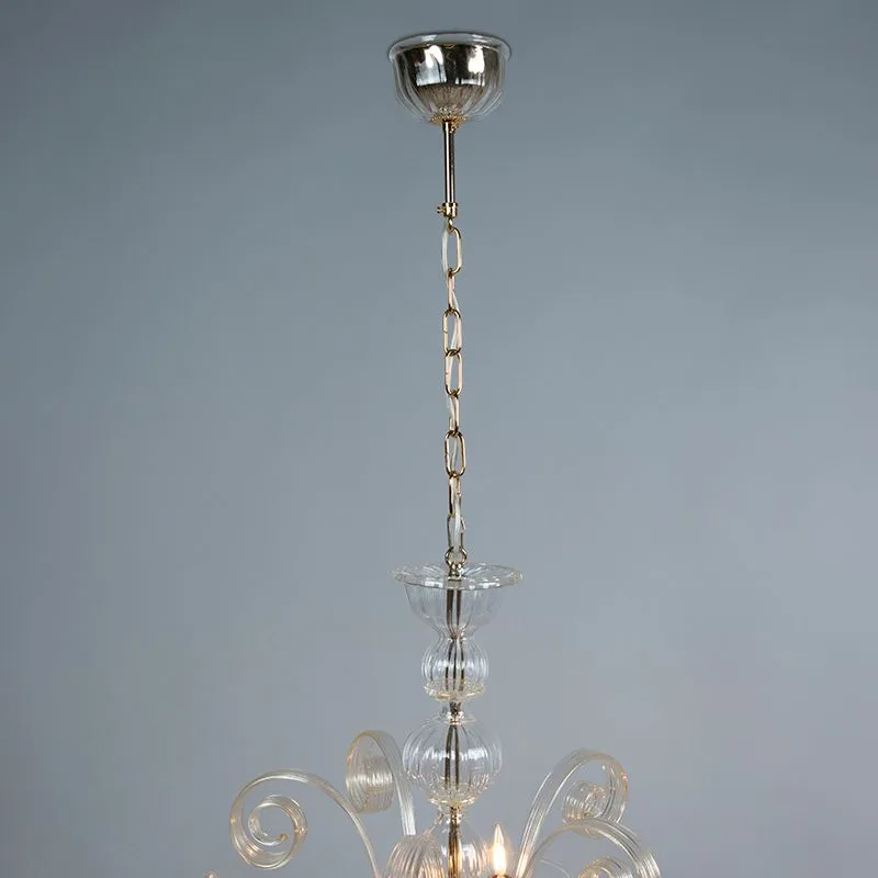 Lampadario RIALTO 5 UP cristallo con accenti d'oro