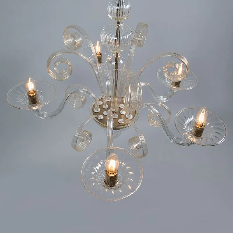 Lampadario RIALTO 5 UP cristallo con accenti d'oro