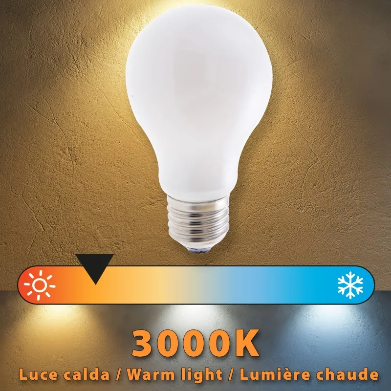 Lampadina LED a filamento Opal, Goccia A60, 8W/1055lm, base E27, 3000K
