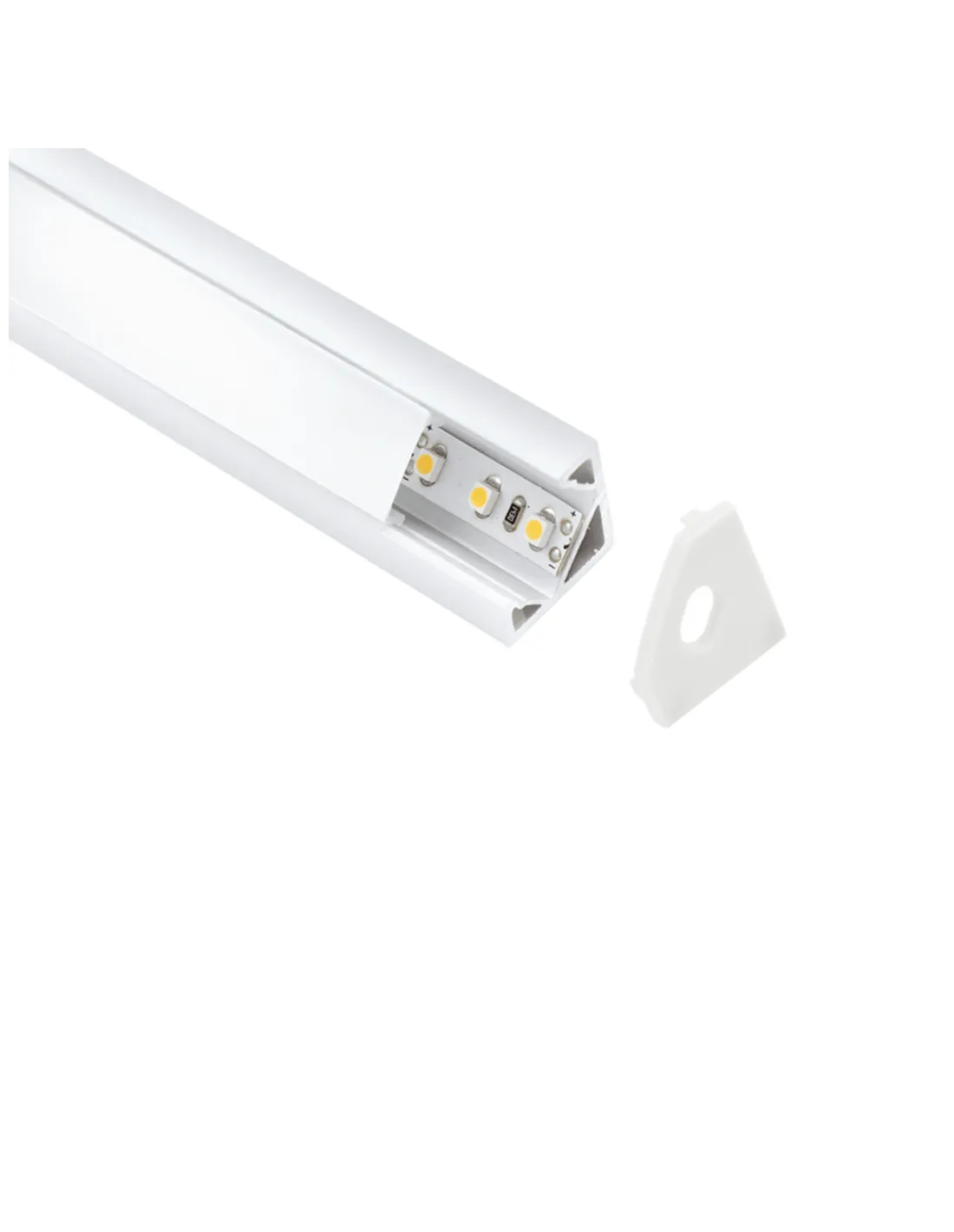 Lampo PRKITANG Profilo Alluminio Angolare per strisce LED, Inclinazione 45 Gradi, 2 Metri, Schermo opalino