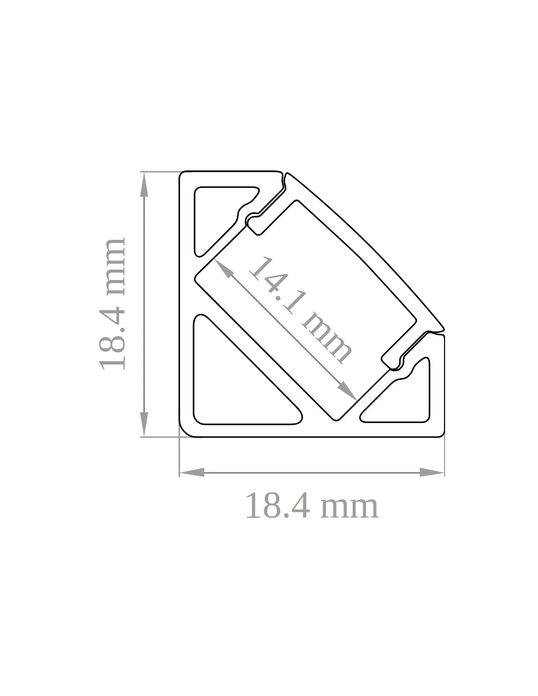 Lampo PRKITANG Profilo Alluminio Angolare per strisce LED, Inclinazione 45 Gradi, 2 Metri, Schermo opalino