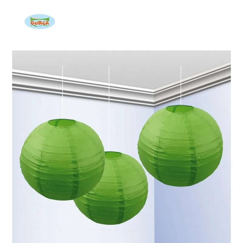 LANTERNA VERDE IN CARTA 25 CM 3 PEZZI