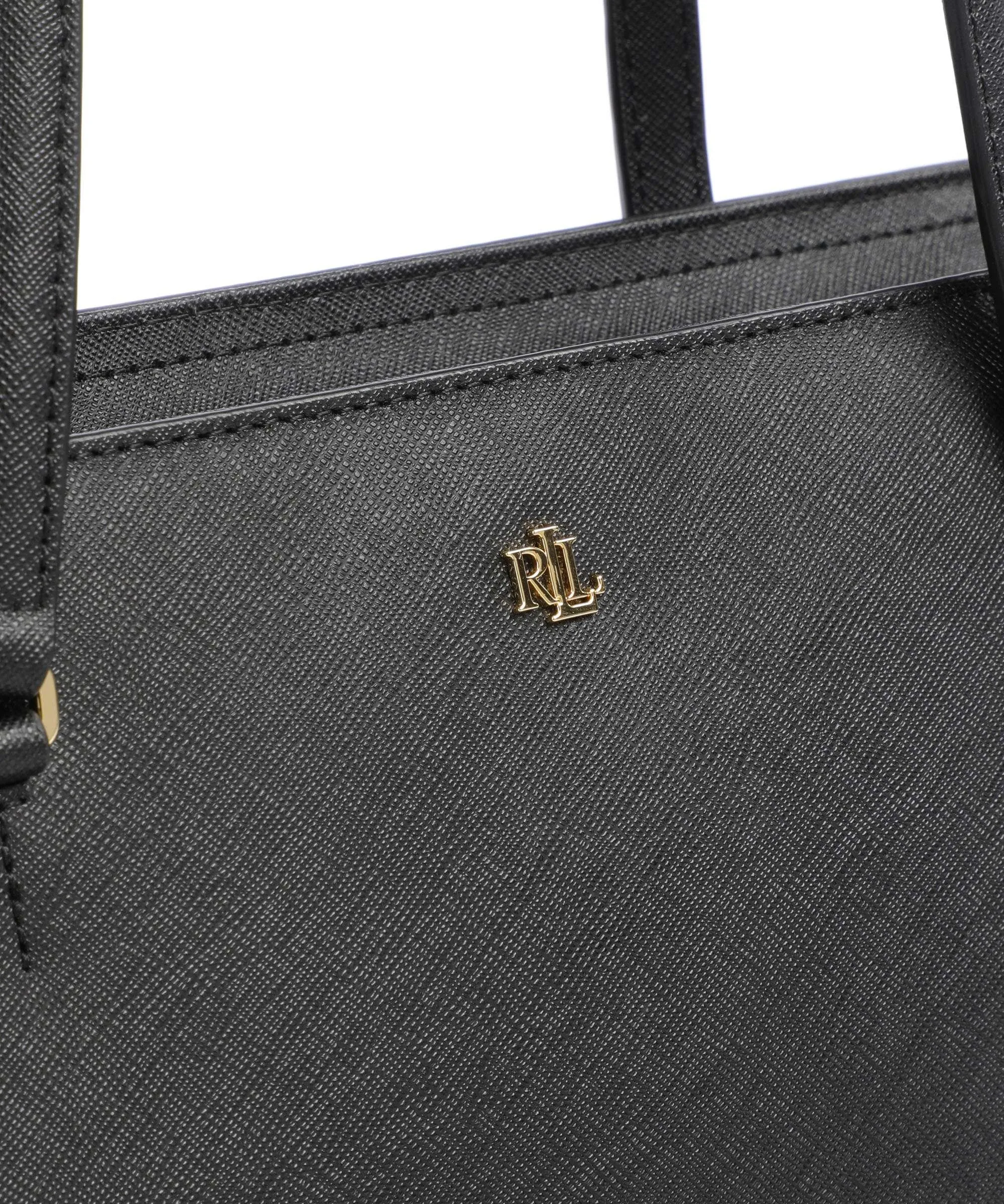  Lauren Ralph Lauren Karly Medium Borsa shopper pelle di vacchetta saffiano nero  