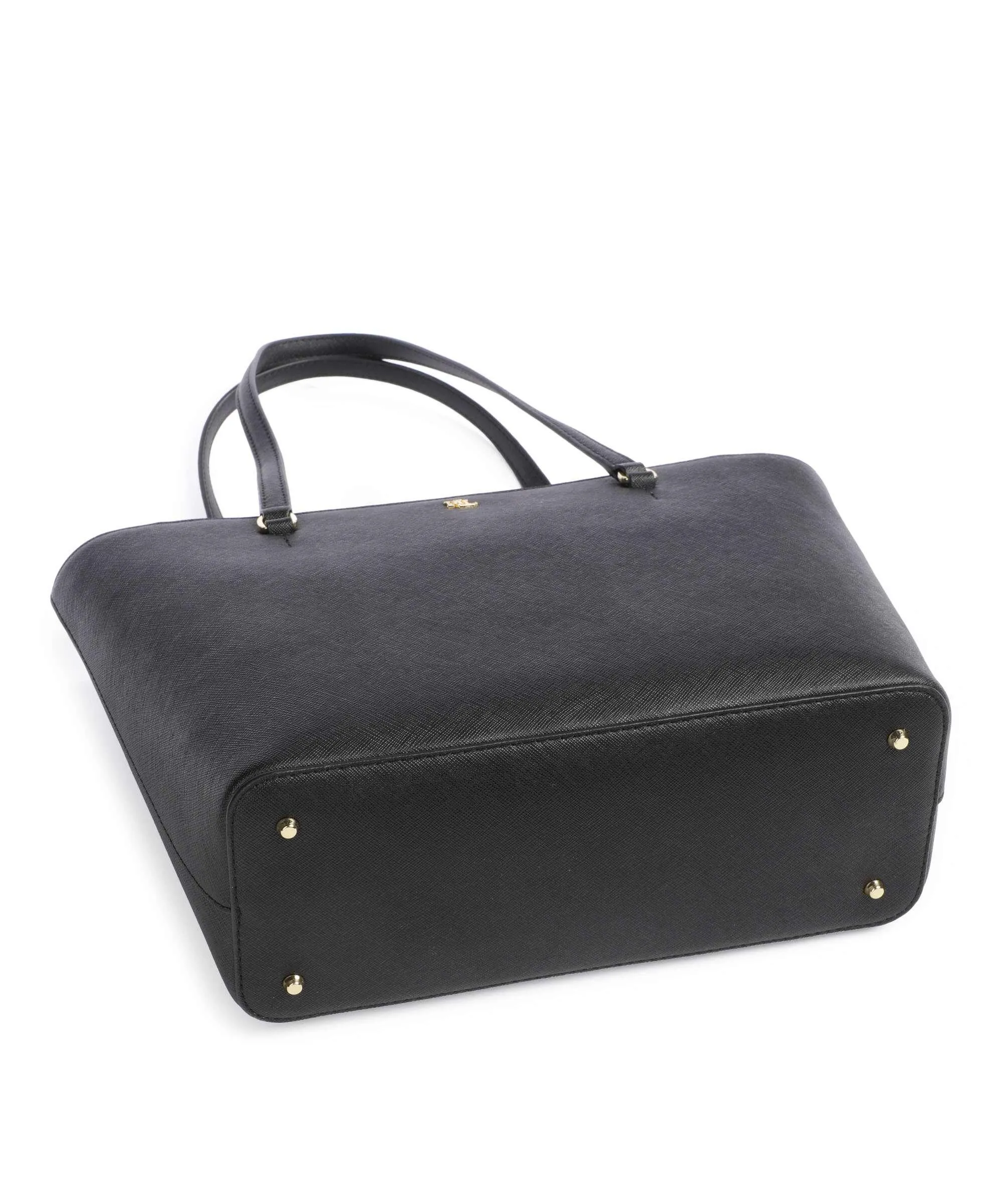  Lauren Ralph Lauren Karly Medium Borsa shopper pelle di vacchetta saffiano nero  