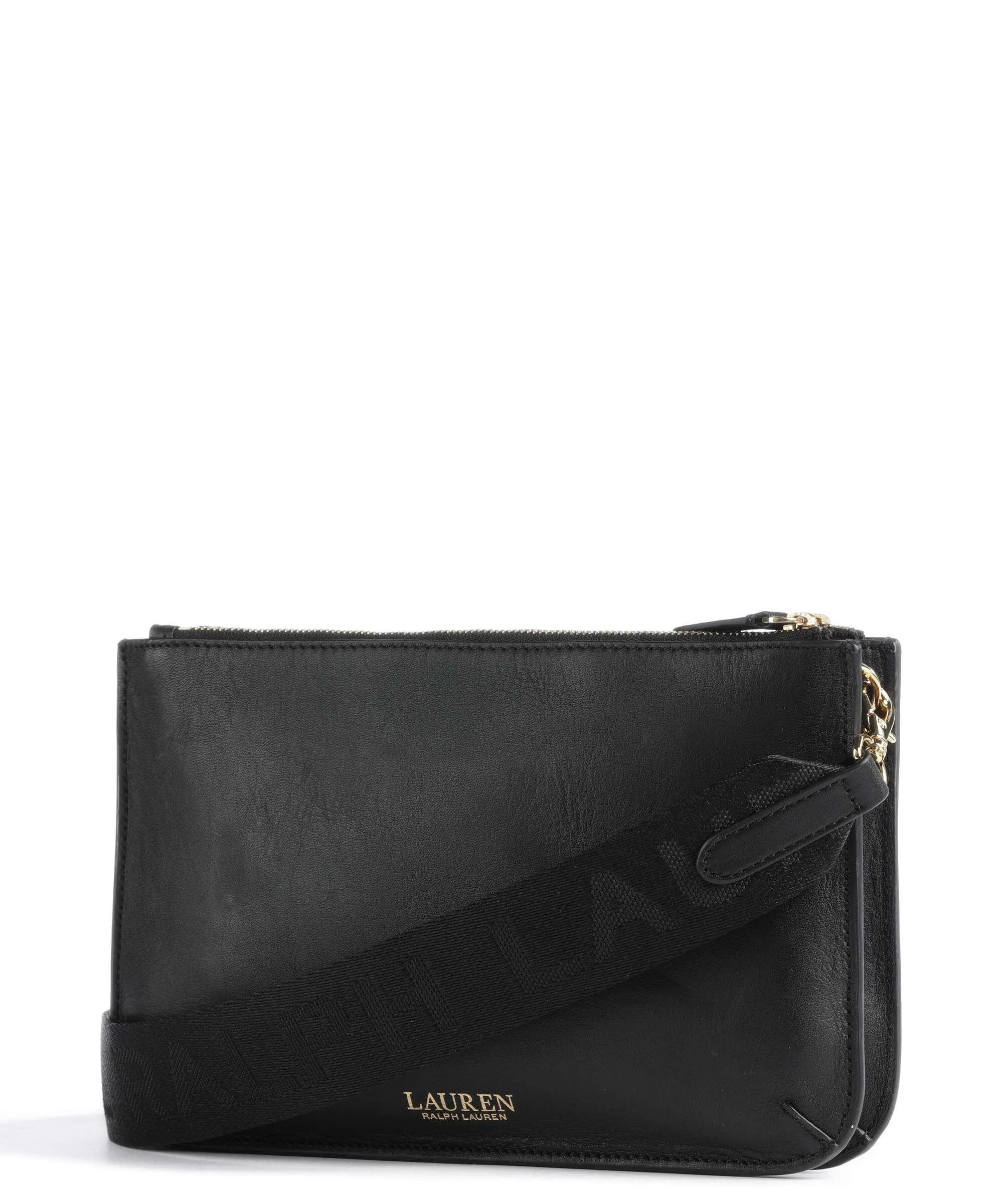  Lauren Ralph Lauren Landyn Medium Borsa a tracolla pelle di vacchetta finemente grana nero  