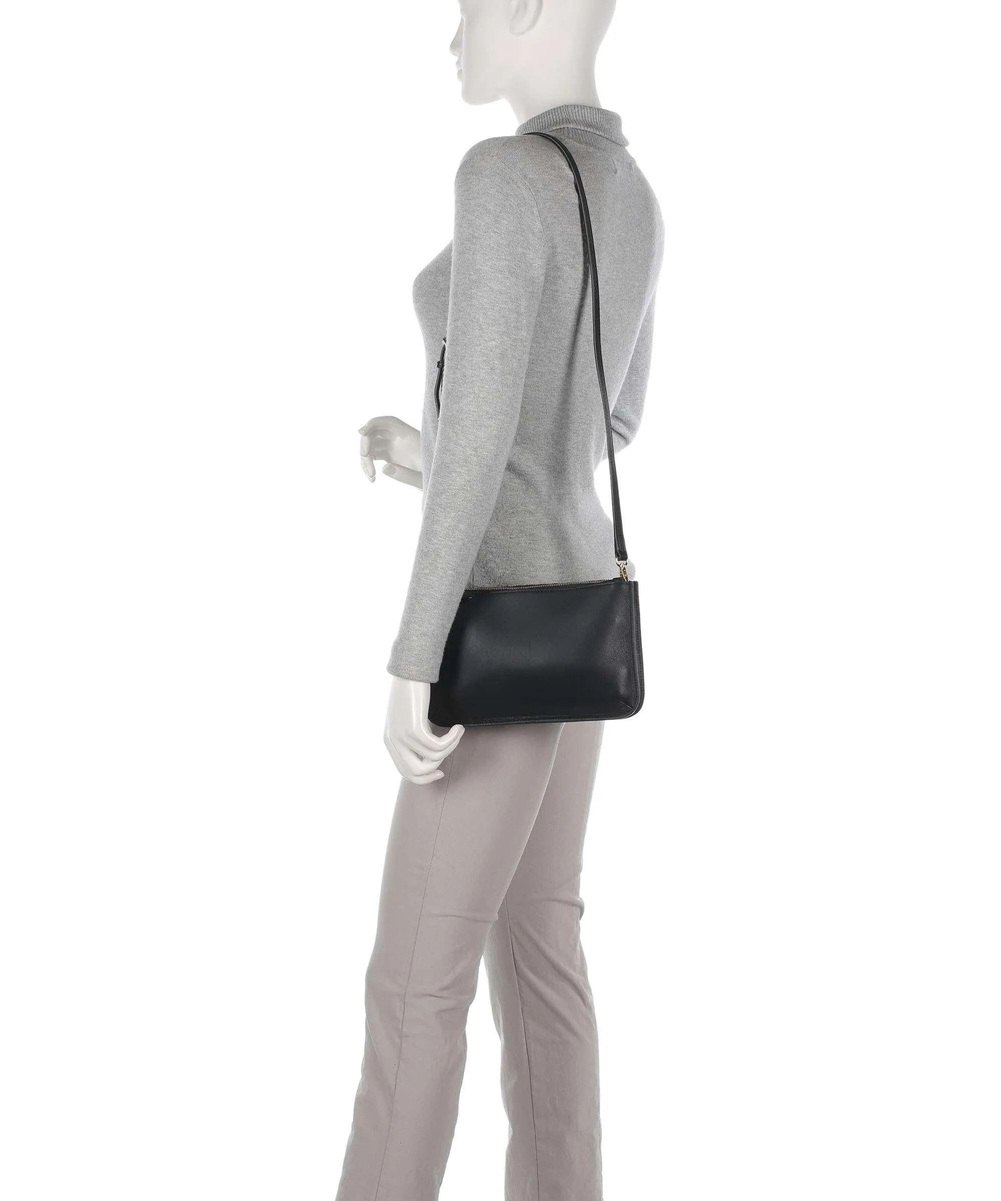  Lauren Ralph Lauren Landyn Medium Borsa a tracolla pelle di vacchetta finemente grana nero  