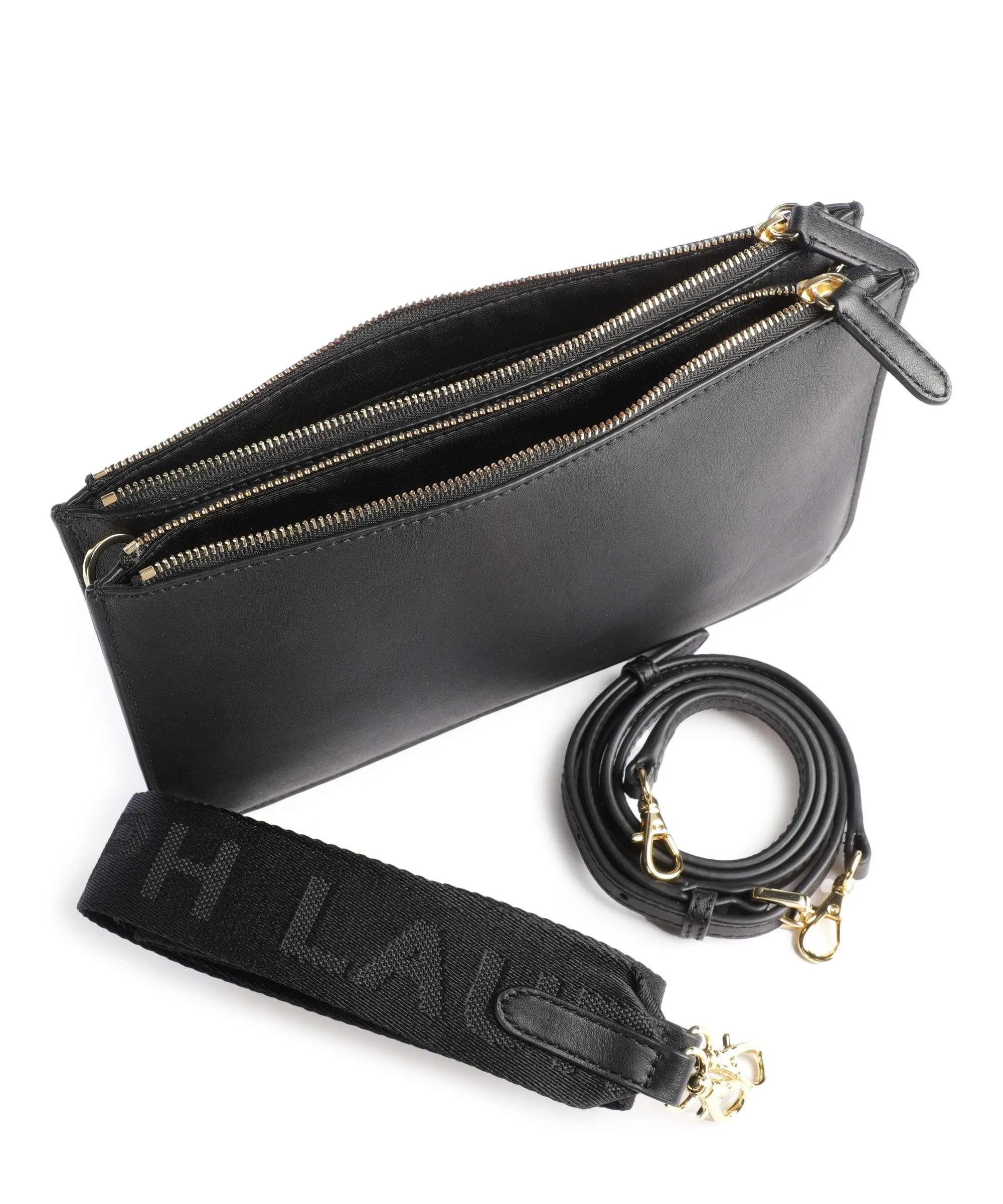  Lauren Ralph Lauren Landyn Medium Borsa a tracolla pelle di vacchetta finemente grana nero  