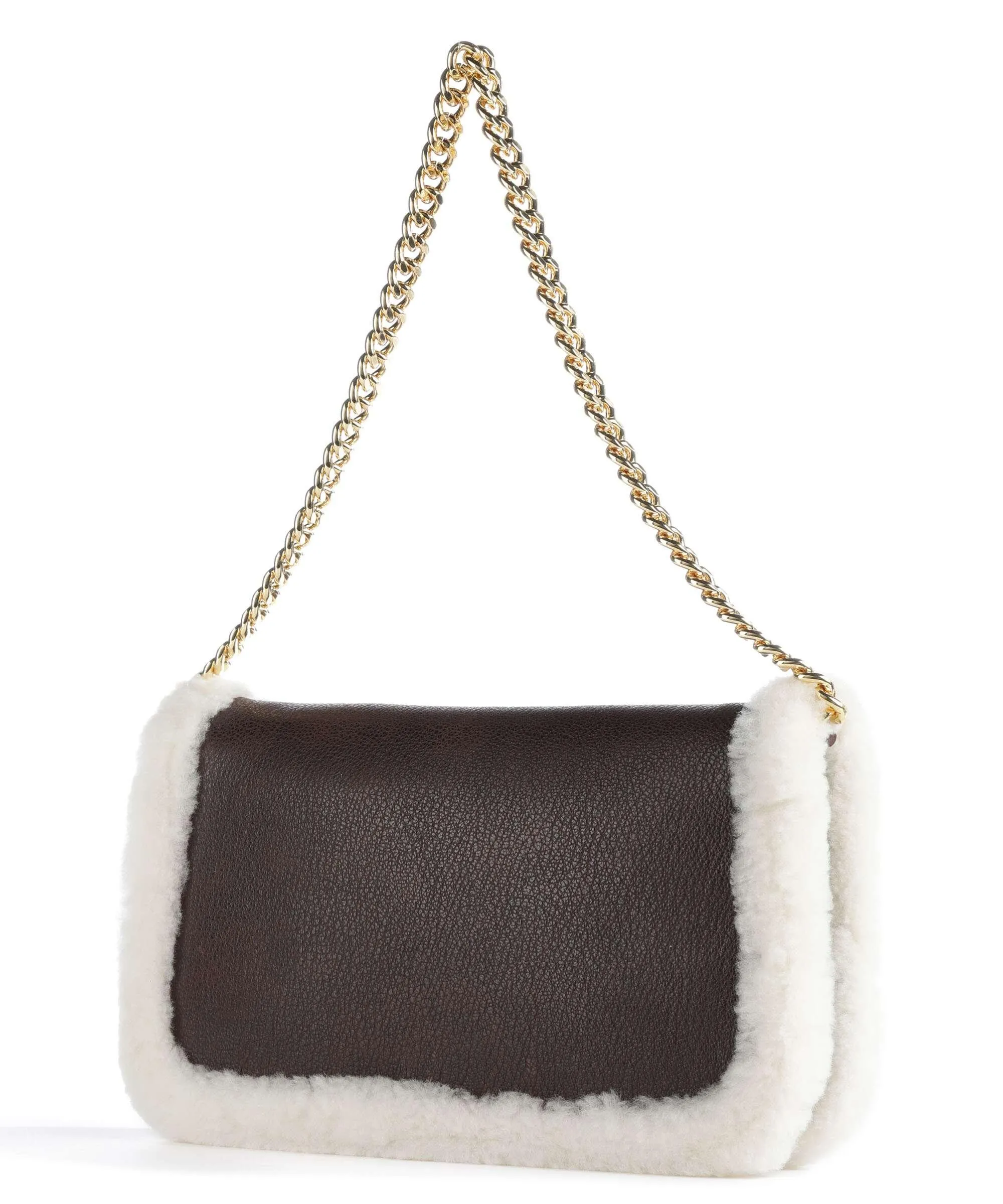  Lauren Ralph Lauren Tanner Medium Borsa a spalla pelle di vacchetta grana marrone scuro  