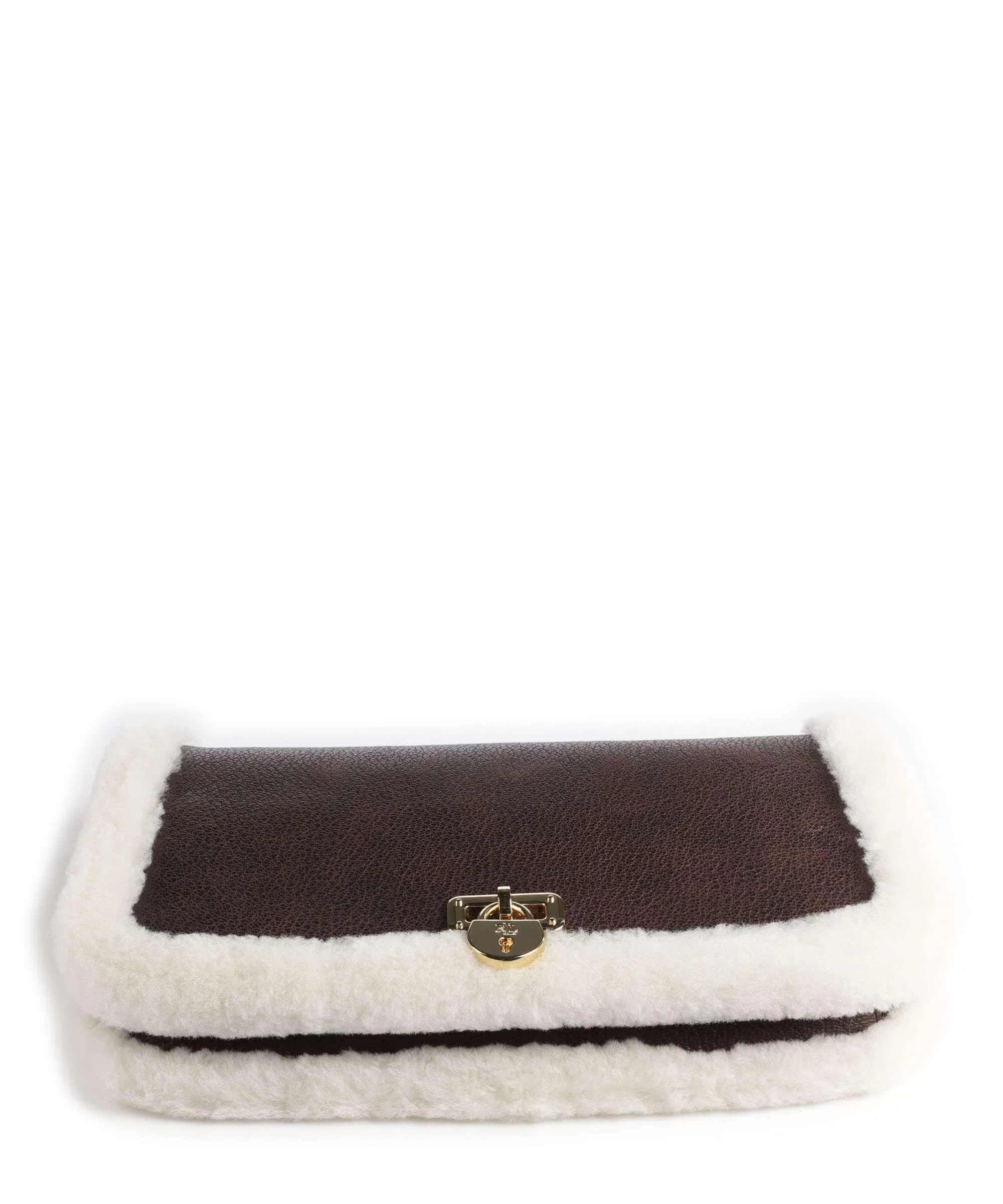  Lauren Ralph Lauren Tanner Medium Borsa a spalla pelle di vacchetta grana marrone scuro  