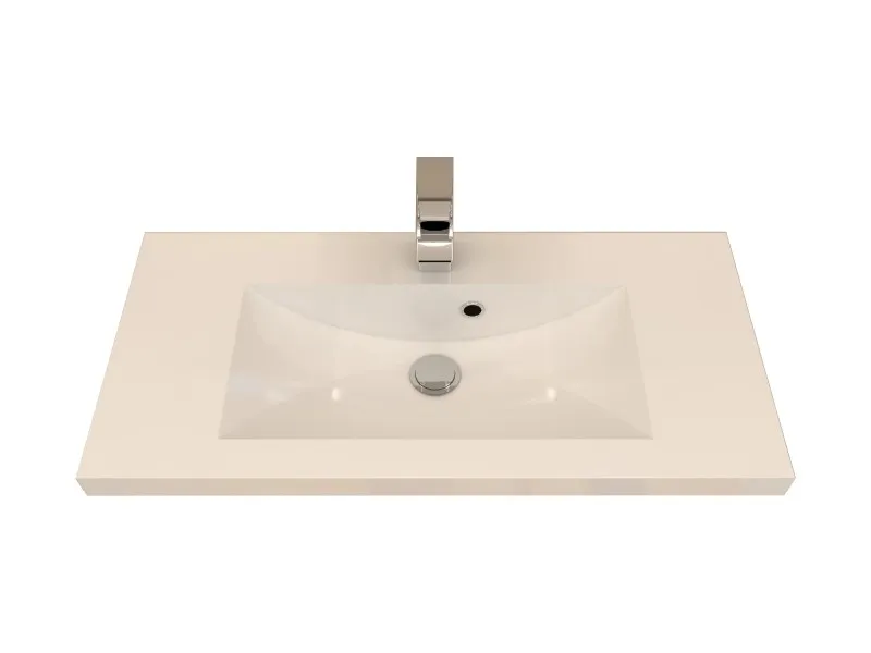 Lavabo da incasso in mineralmarmo bianco L 80 x H 4 x P 39 cm