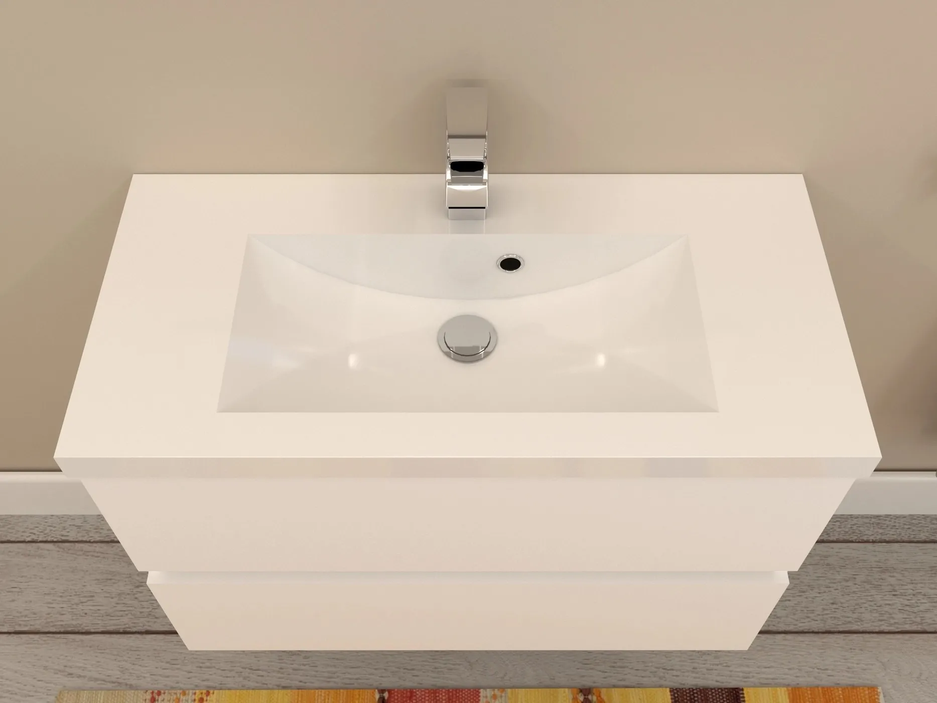 Lavabo da incasso in mineralmarmo bianco L 80 x H 4 x P 39 cm