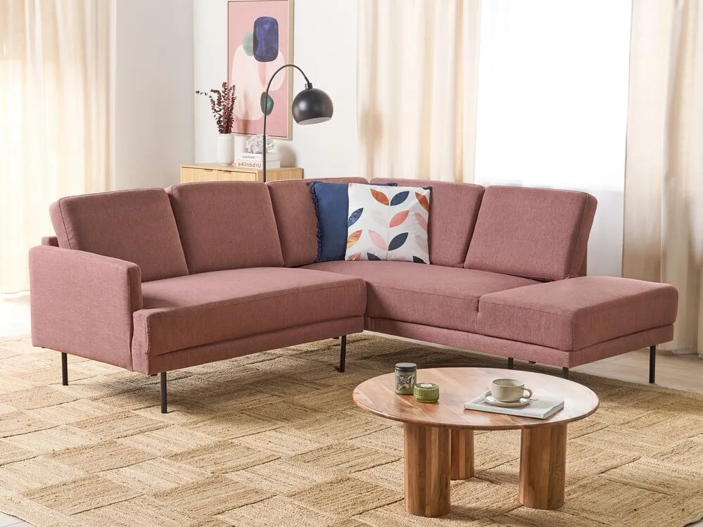 Left Hand 4 Seater Fabric Corner Sofa Pink BREDA