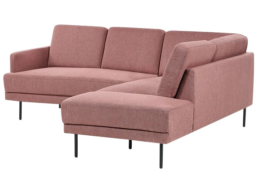 Left Hand 4 Seater Fabric Corner Sofa Pink BREDA