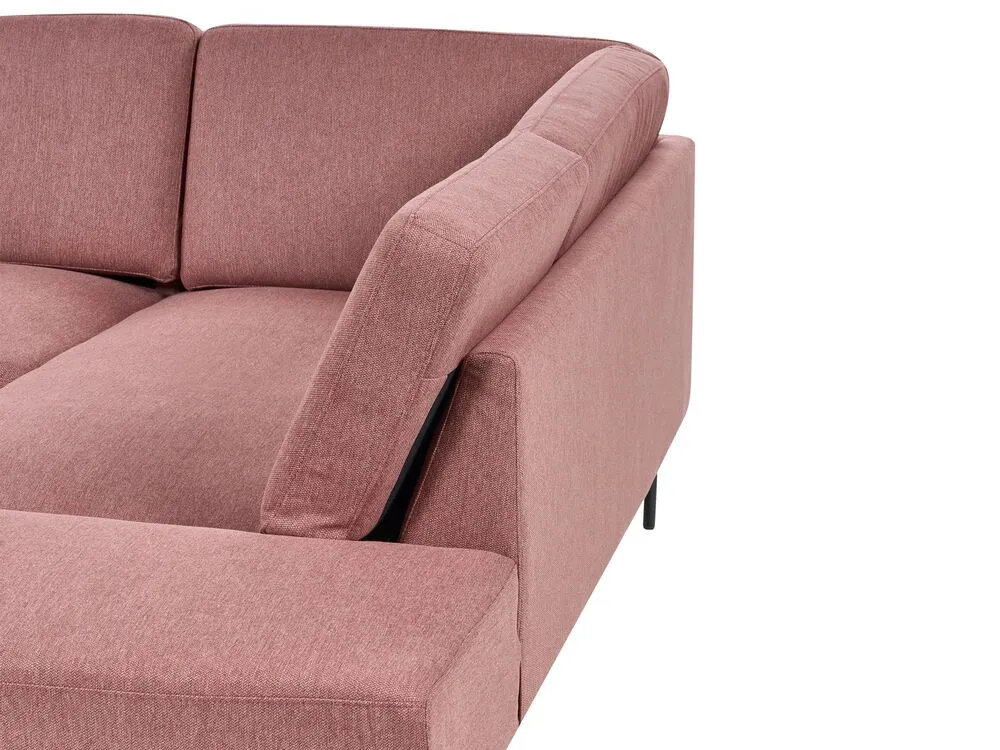 Left Hand 4 Seater Fabric Corner Sofa Pink BREDA