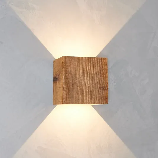 LeuchtNatur Cubus applique LED, legno antico