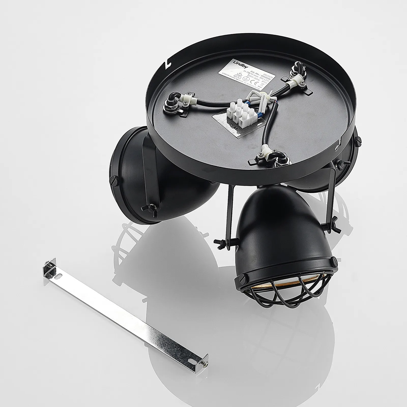 Lindby Biona Faretto da soffitto con anello dorato, a 3 luci, Ø 22 cm
