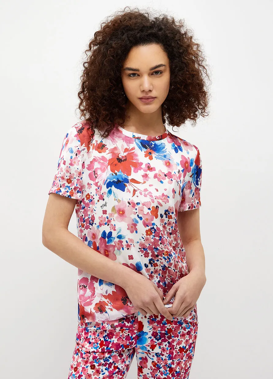 Liu Jo Floral Print T-Shirt / White