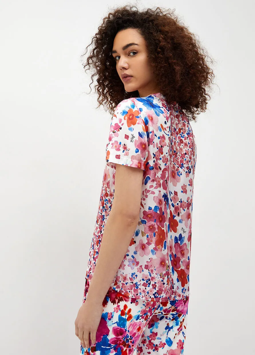 Liu Jo Floral Print T-Shirt / White