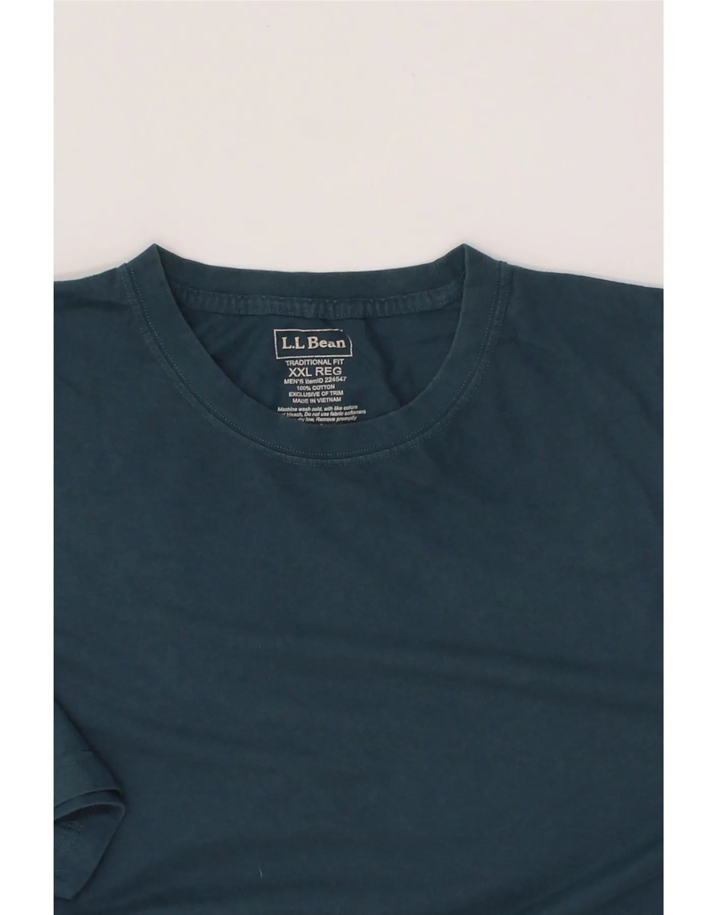 L.L.BEAN Mens Traditional Fit T-Shirt Top 2XL Blue Cotton