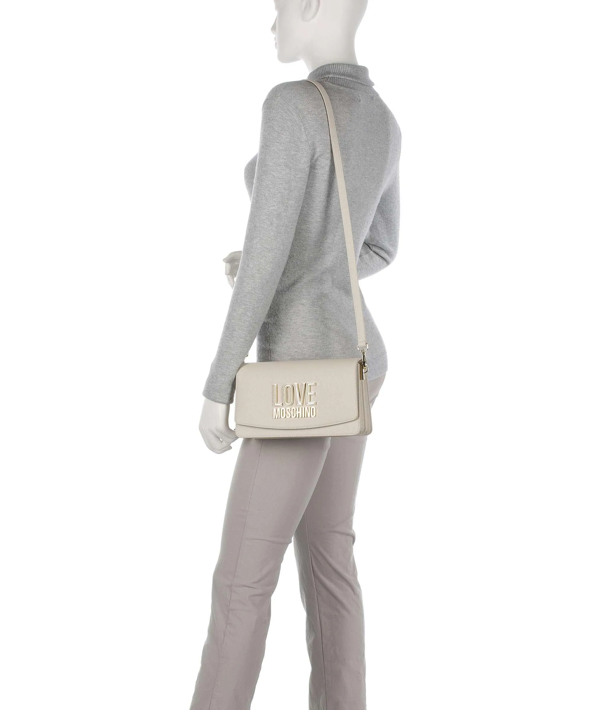  Love Moschino Jelly Logo Borsa a tracolla pelle sintetica beige  