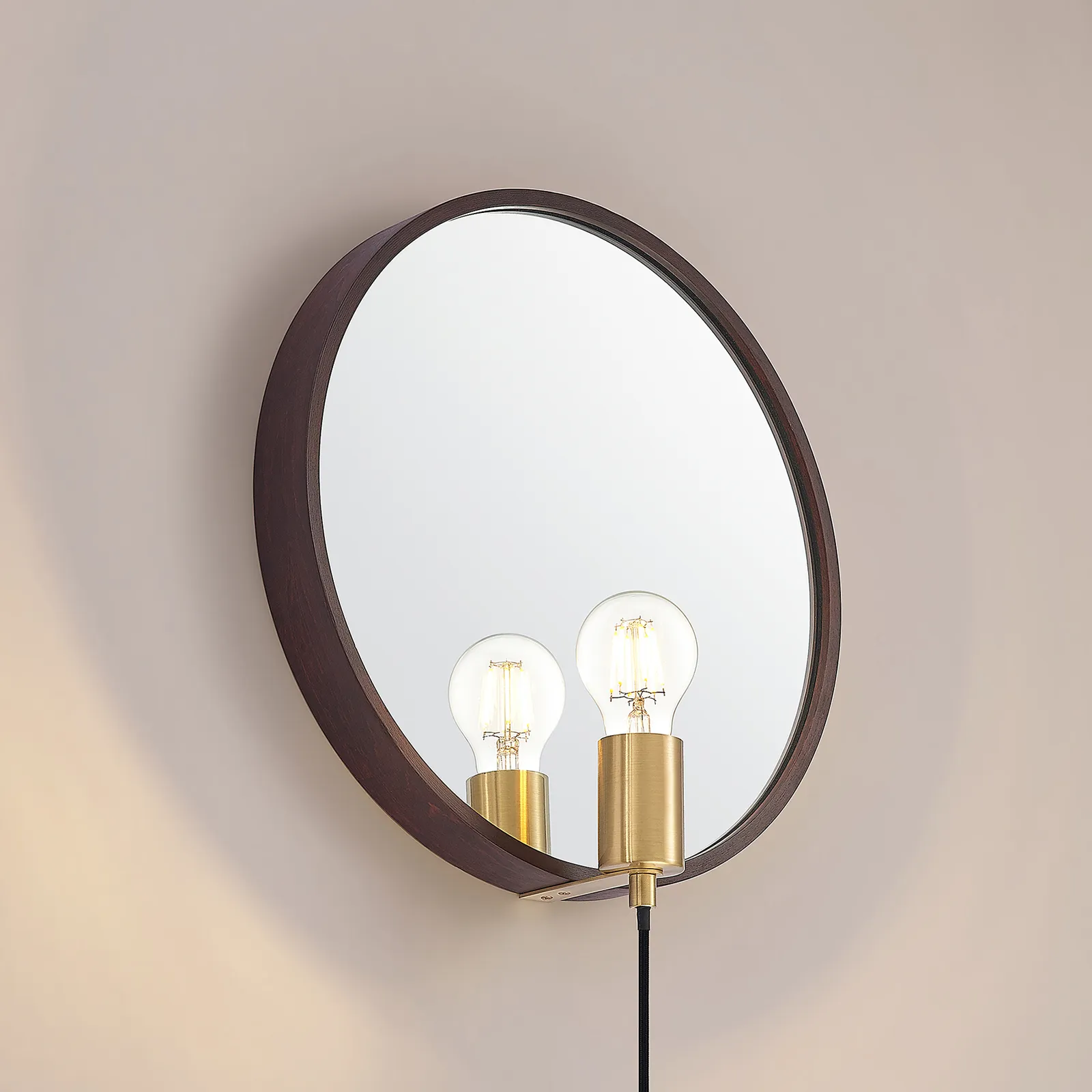 Lucande Lumani applique con specchio, marrone