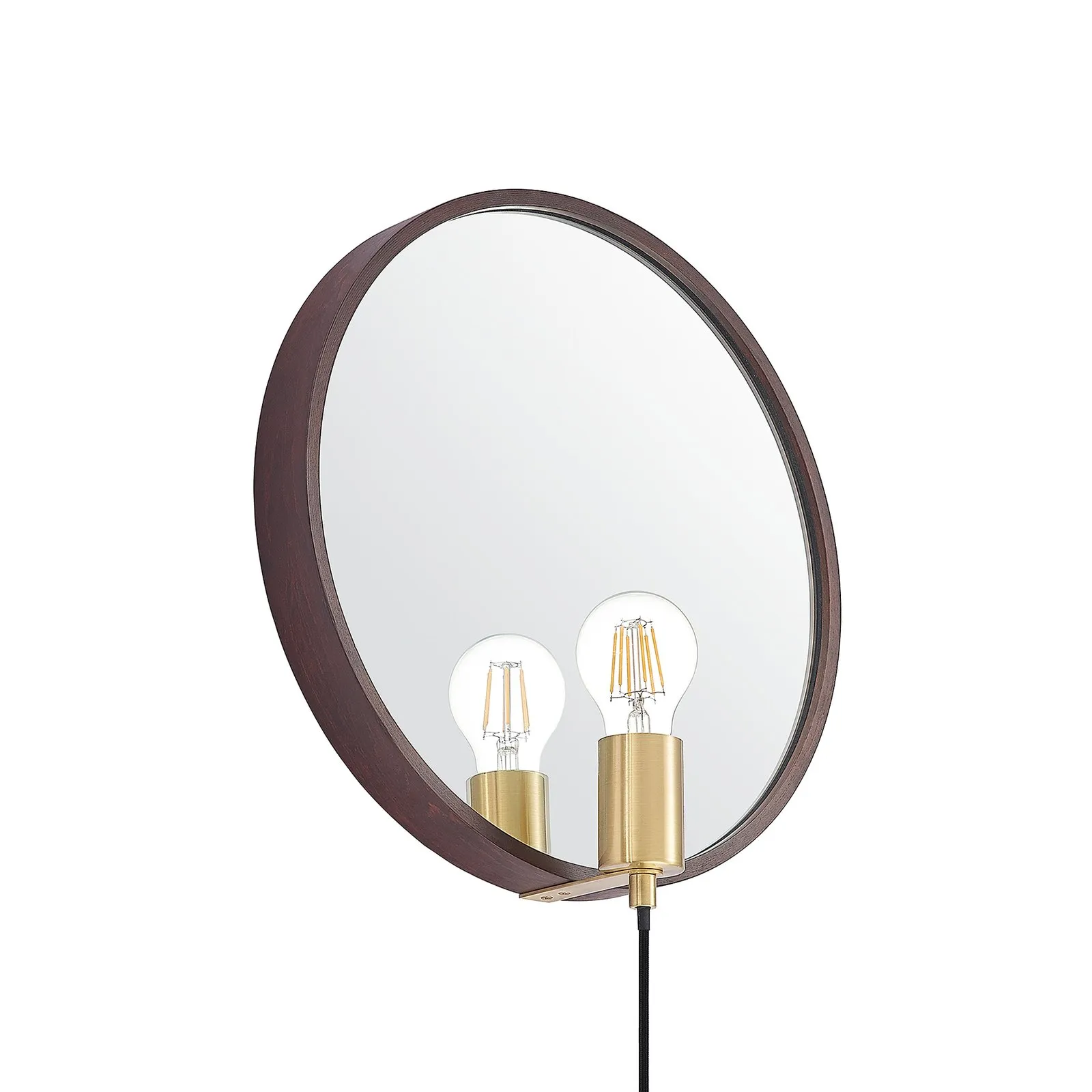 Lucande Lumani applique con specchio, marrone