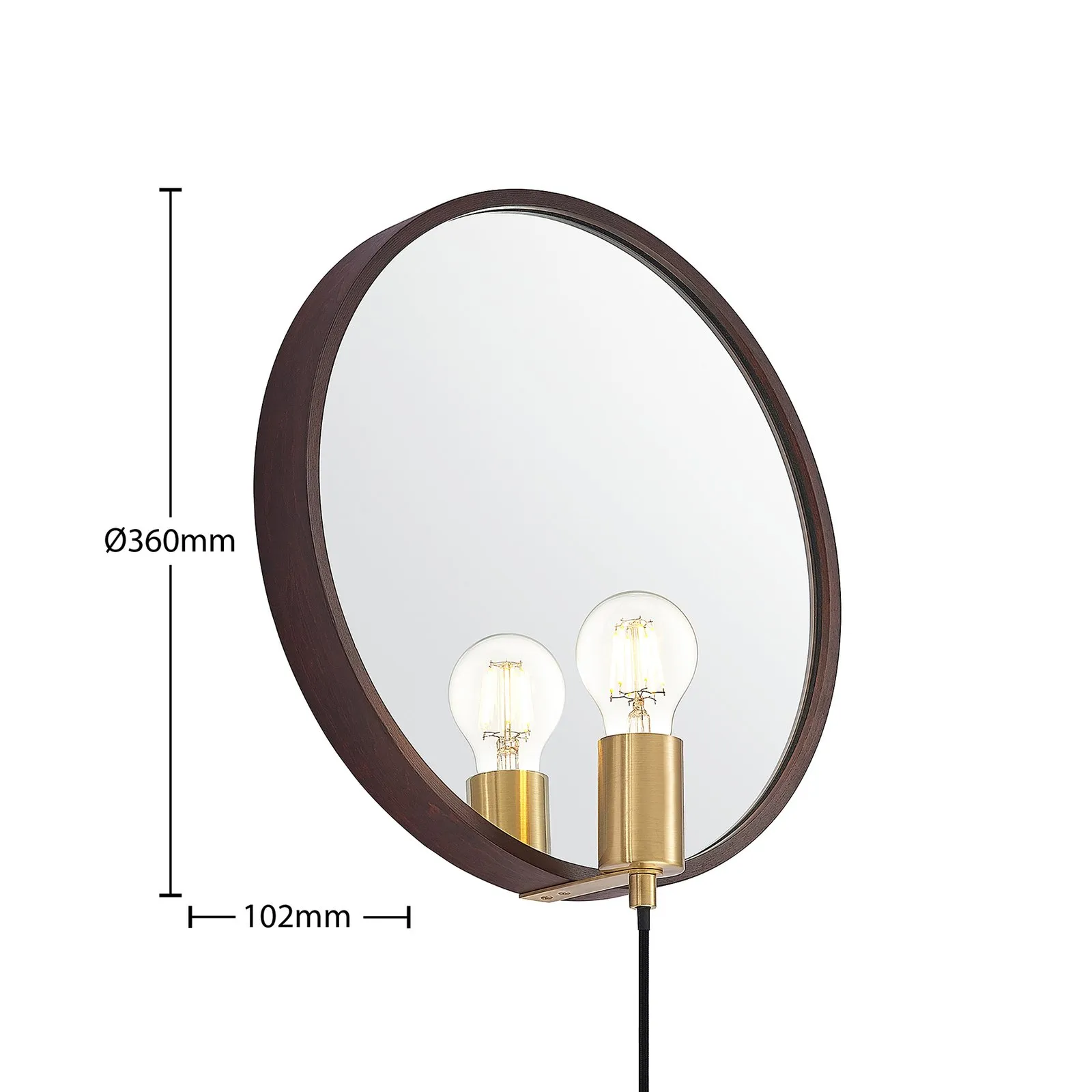 Lucande Lumani applique con specchio, marrone