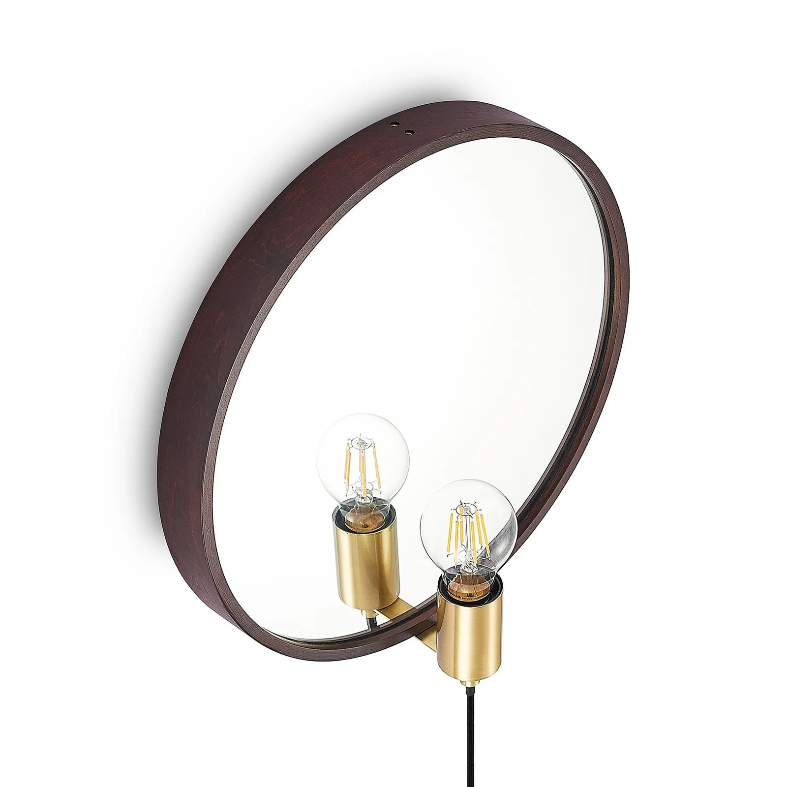 Lucande Lumani applique con specchio, marrone