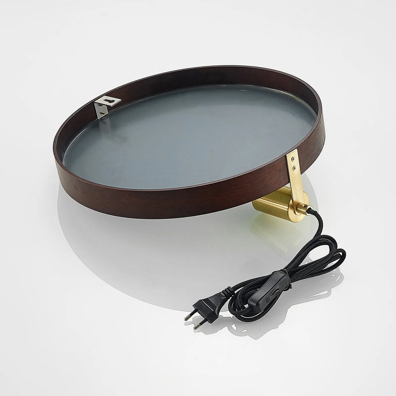 Lucande Lumani applique con specchio, marrone