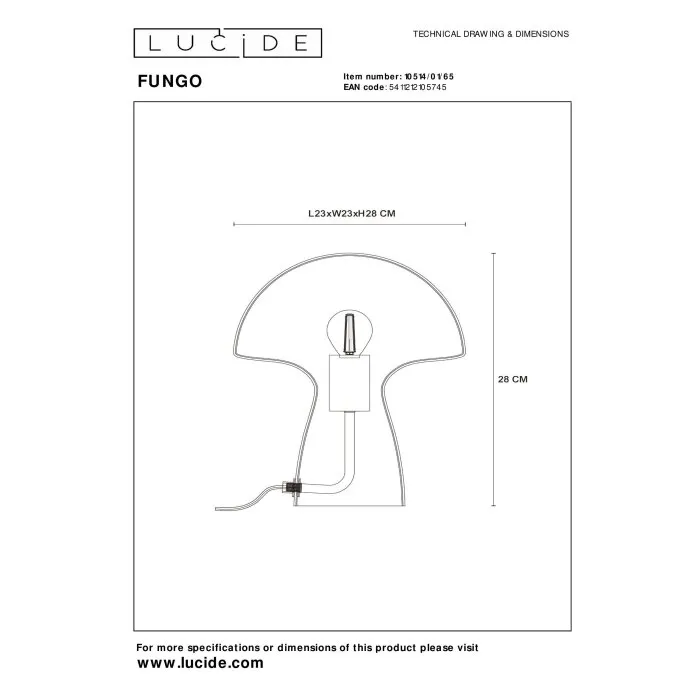 Lucide FUNGO Lampada da tavolo Nero, 1-Luce