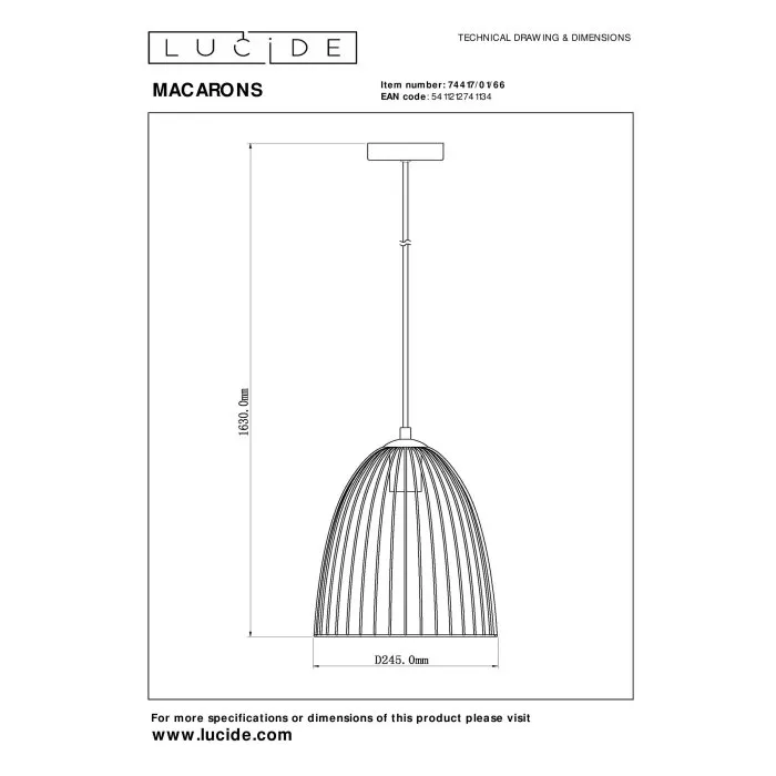 Lucide MACARONS Lampadario a sospensione Fucsia, 1-Luce